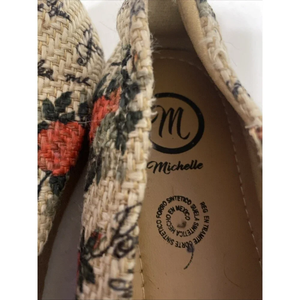 Michelle Mexico  MultiColor Fabric Espadrille Flats Women’s Size 9 New Floral